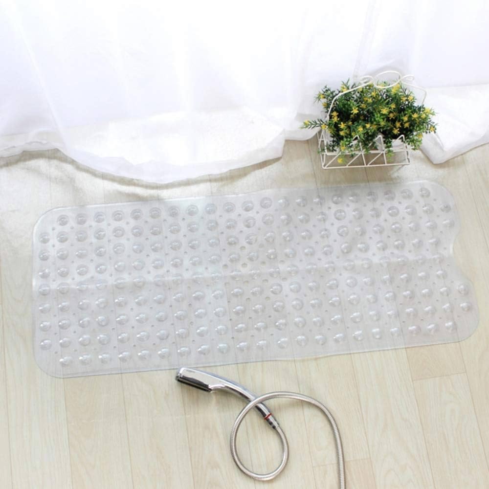 Non-Slip Shower Bath Mat, 100x40cm Long Anti Mould &amp; Mildew Shower Mat, Powerful Suction Cups Grips, BPA, Latex Free, Resistant, Safe, Durable &amp; Comfortable for Bathroom Tubs- Clear (CLEAR)