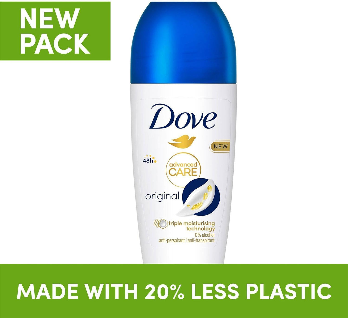 Dove Deodorant Roll On Advance Care Go Fresh Original 72H Odour Protection Anti-Transpirant and Anti-Perspirant for Women with Triple Moisturising Technology, 50ml pack of 3