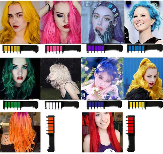 10 Colors Hair Chalk for Girls Kids Gift, Kalolary Temporary Bright Hair Color Dye for Girls and Boys, Washable Hair Chalk Comb Gift for Halloween Christmas Birthday Party Cosplay