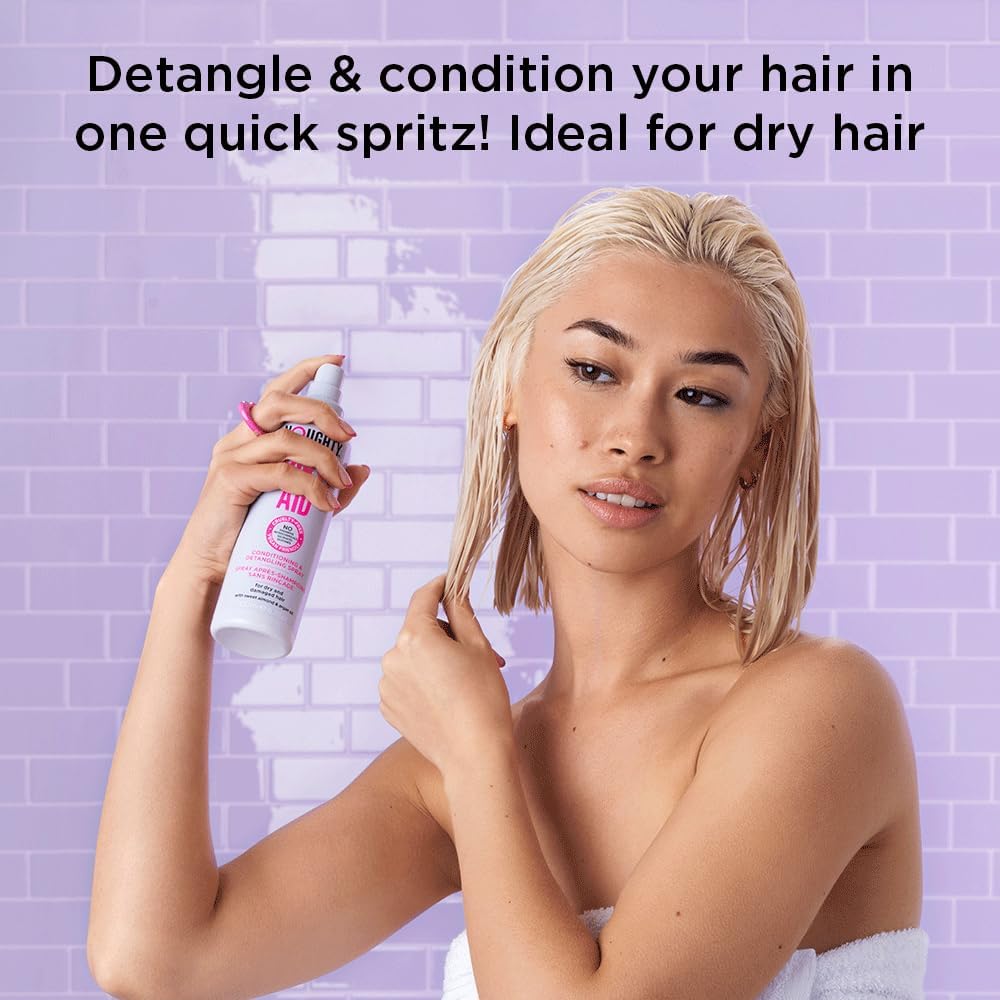 Noughty 97% Natural Thirst Aid Conditioning &amp; Detangling Spray, for Dry, Damaged Hair, Prevent Split Ends &amp; Hair Breakage, Anti Frizz, Leave-in Detangler Spray, Sulphate Free Haircare, 2 x 200ml