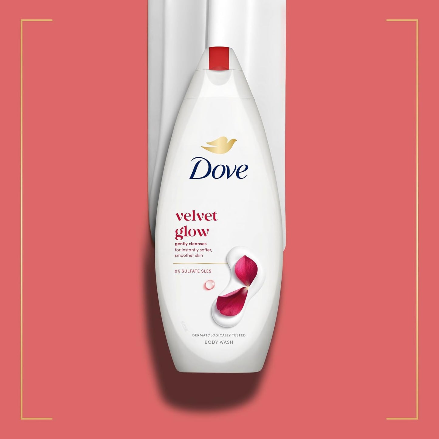 Dove Velvet Glow Body Wash Body Cleanser shower gel with plant-based moisturisers for softer, smoother skin after one shower 6x 225 ml