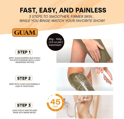 GUAM Seaweed Mud Anti Cellulite Treatment for Legs &amp; Thighs - 1kg Natural Tightening Hot Body Mask - Skin Firming Antioxidant Cellulite Remover to Reduce Imperfections, Improves Tone &amp; Elasticity