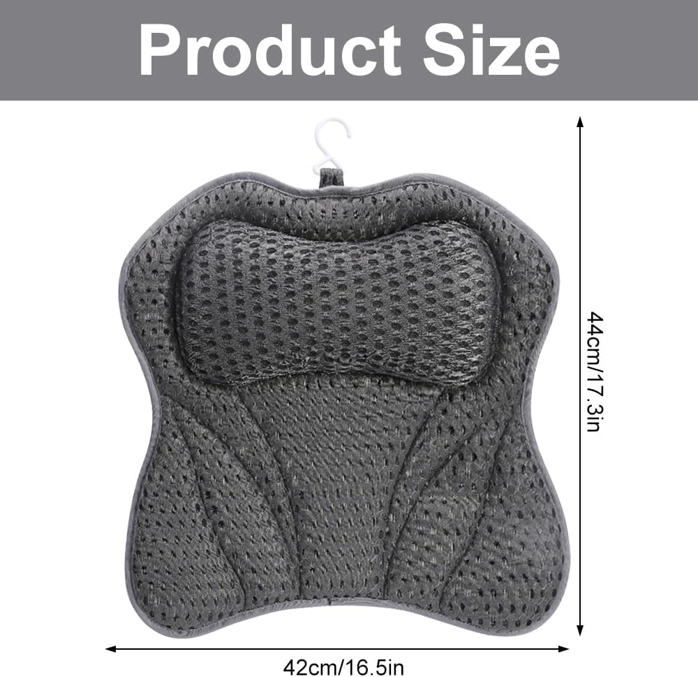Bath Pillow – Bath Cushion for Head and Neck, Soft 4D Air Bathtub Pillow with Ergonomic Design, Perfect for Relaxing Baths and Spa at Home