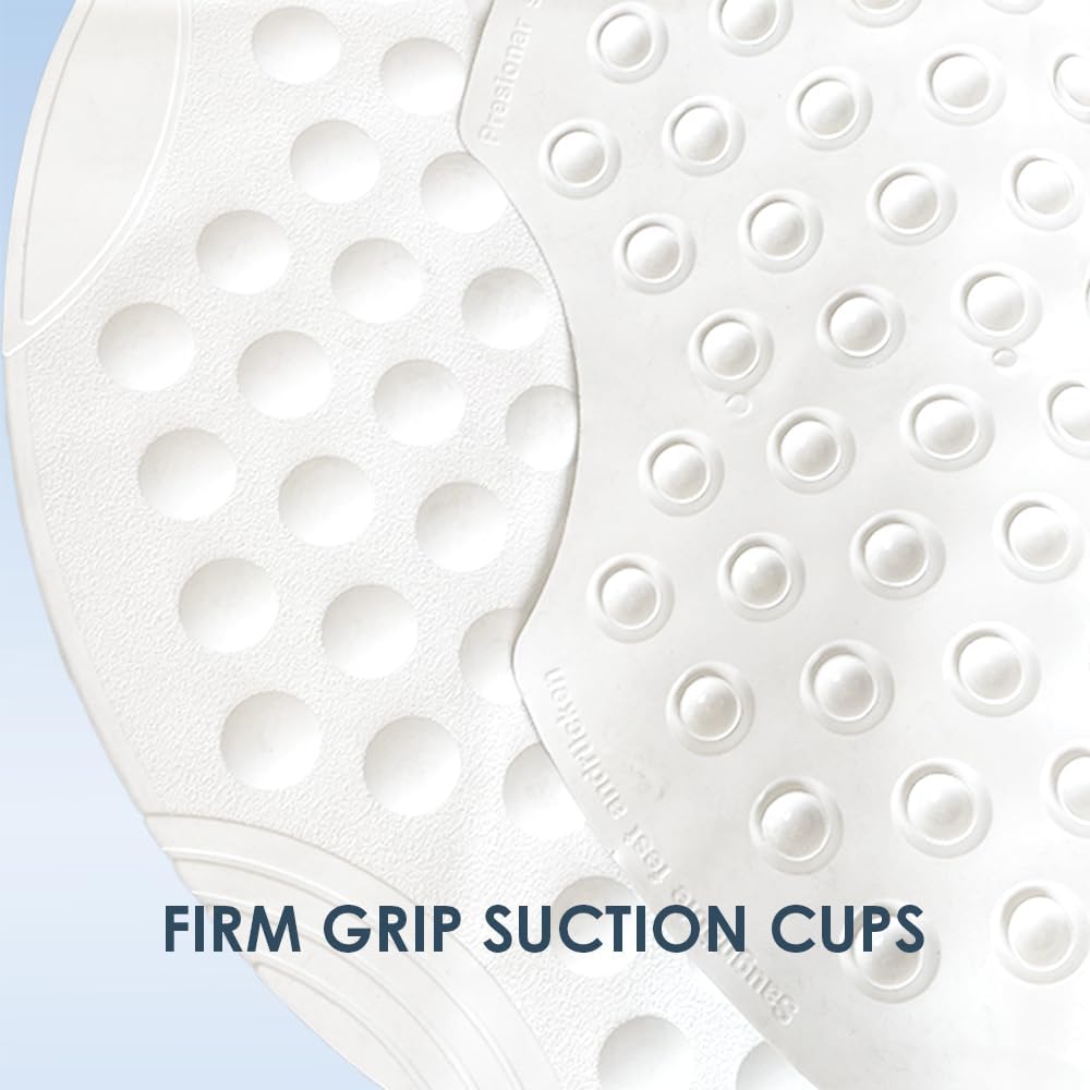 AQUALONA® Premium Shower Mat, Anti-Mould Non-Slip – Extra Soft TPE, Machine Washable – BPA, Latex, Phthalate Free (Bubbles White)