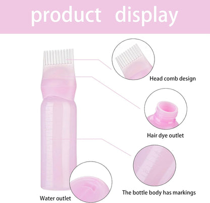 WPNCYK 3 Pcs Hair oil applicator, Oil applicator for hair, Root comb applicator bottle, Oil bottle for hair, Hairdressing tools, Suitable for salons and home DIY (pink)