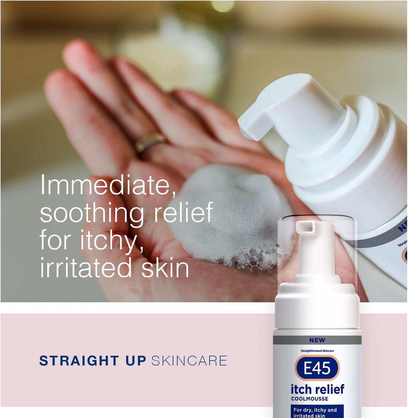 E45 Itch Relief Coolmousse 100ml – Face and Body Foam for Dry Skin, Itchy Skin and Irritated Skin - Cooling Foam to Soothe Itchy Skin (Pack of 2)