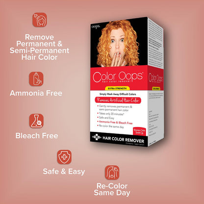 Developlus FCOP0002 Color Oops Hair Color Remover, Extra Strength, Extra Conditioning | Processes in 20 Minutes, Safely Removes Permanent &amp; Semi-Permanent Dye, Ammonia &amp; Bleach Free