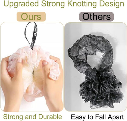 3pcs Loofah Sponge Shower Loofahs Bath Sponges Mesh Balls 3 Colors for Body Wash Back Scrubber Bathroom Men Women - Scrubber Cleaning Bathing Accessories