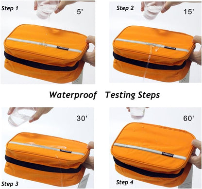 jiemei Hanging Toiletry Bag Waterproof, Travel Wash Bag for Men &amp; Women with 4 Compartments, Foldable Compact Size, Super Durable Fabric