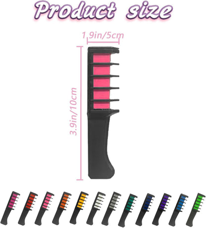 Hair Chalk Comb for Girls and Kids, 12 Colour Washable Temporary Hair Dye, Hair Colour Spray Makeup Kit, Easy to Use, Christmas Halloween Gifts for Girls
