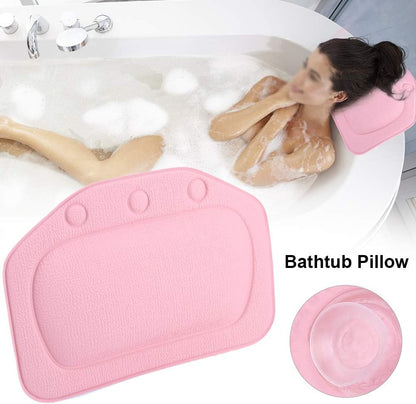 Bath Pillows for Head and Neck, Foam Padded Super Soft Bathtub Pillow, PVC Material Ergonomic Bath Cushion with Suction Cups for Back Shoulder Support (Pink)