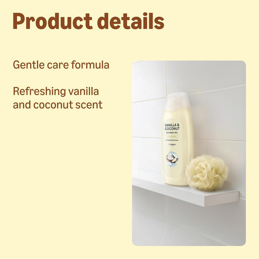 by Amazon Vanilla &amp; Coconut Shower Gel, 2 x 500ml