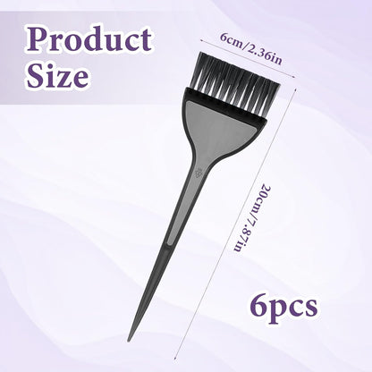 6 PCS Hair Dye Brush, Hair Colour Brush, Professional Hair-Coloring Tools with Tapered Handle for Salon, Home DIY, Root Touch,Highlights, 5 Colors