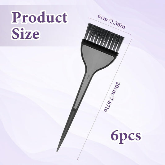 6 PCS Hair Dye Brush, Hair Colour Brush, Professional Hair-Coloring Tools with Tapered Handle for Salon, Home DIY, Root Touch,Highlights, 5 Colors