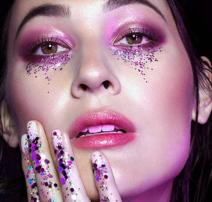 Chunky Face Body Glitter Gel Festival Mermaid Hair Sequins Cosmetics Sparkling Nails Glitter Makeup Long Lasting 30g (06# Purple)
