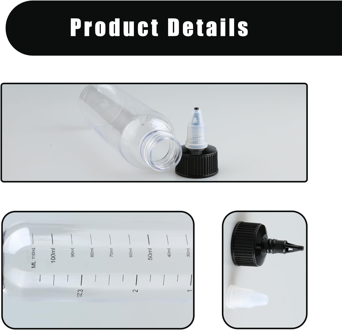 3pcs Hair Oil Applicator Bottles,120ml Squeeze Bottles with Graduated Marks &amp; Caps for Hair Coloring,Essential Oils,Paints &amp; DIY Crafts