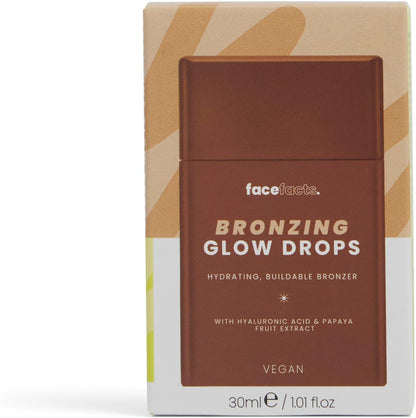 Face Facts Bronzing Glow Drops, Hydrating buildable bronzer with Hyaluronic Acid, Vegan, 30ml (Pack of 2)