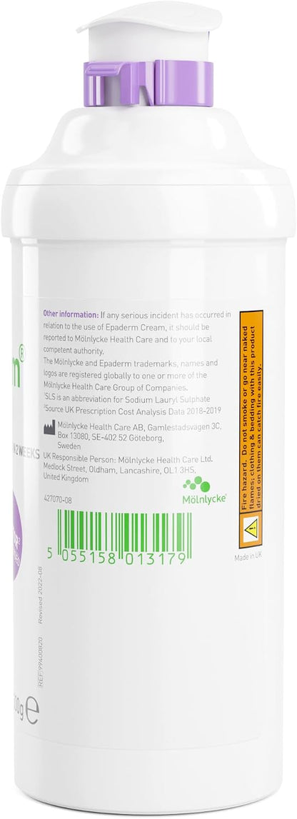 Epaderm Moisturising Cream for Dry Skin, including Eczema and Psoriasis, 500g Pump