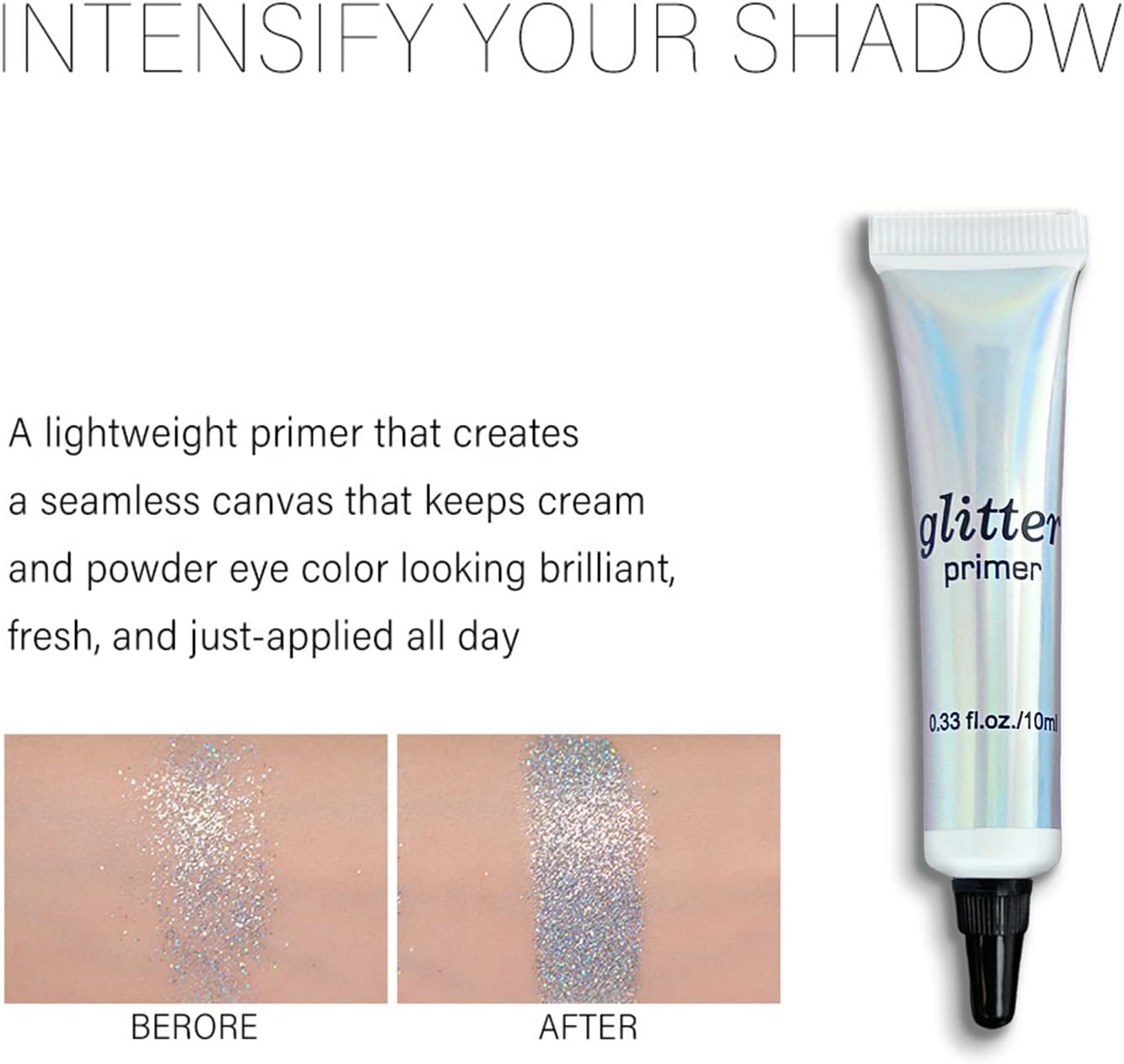 Glitter Eyeshadow Primer, Long Lasting &amp; Smudgeproof Eye Makeup Base Gel, Matte Eyeshadow Base for Oily Lids, Pack of 3