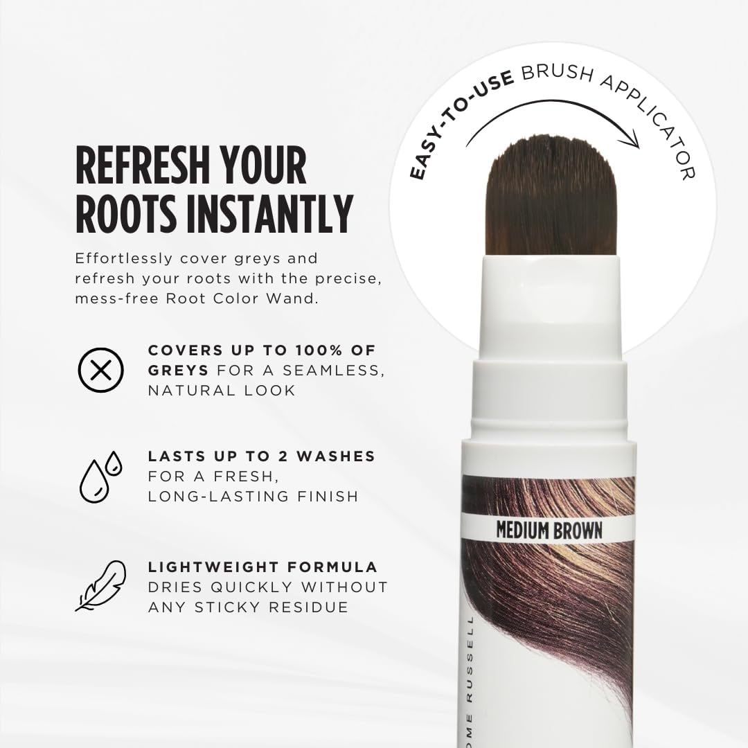 Jerome Russell Root Color Wand in MEDIUM BROWN | Instant Up To 100% Grey Coverage | Non-Sticky Formula | Long-Lasting Results | 18ml