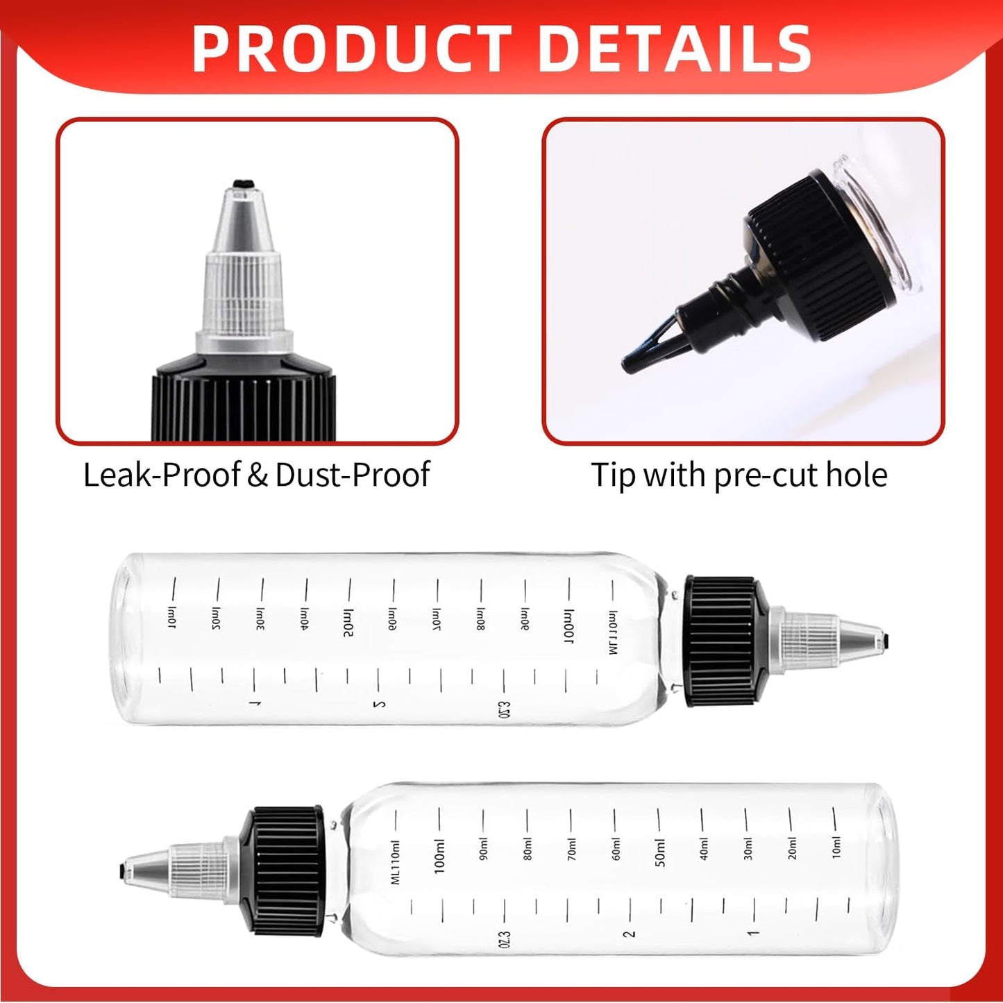 4-Pack 120ml Scalp Oil Applicator Bottles with Measurement Scale, Refillable Squeeze Containers for Hair Color, Glue, and Liquid Art Supplies