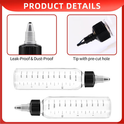 4-Pack 120ml Scalp Oil Applicator Bottles with Measurement Scale, Refillable Squeeze Containers for Hair Color, Glue, and Liquid Art Supplies