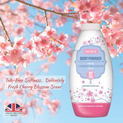 NEW Nuage Talc Free Body Powder 250g x 4 Pack – Fresh Lavender, Rose, Water Lily &amp; Cherry Blossom – Moisture-Absorbing Talc Free Powder for Women &amp; Men by GBH