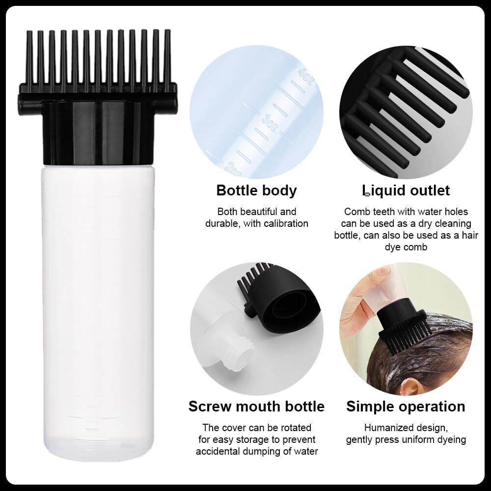 Hair Oil Applicator Bottle, 3PCS Root Comb Applicator with Continuous Spray Bottle 300ml, Graduated Scale for Salon &amp; Home DIY