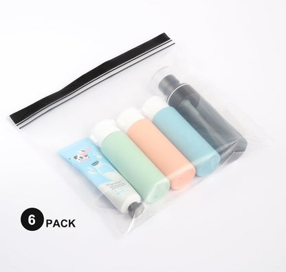 Airport Security Liquids Bags, Pack of 6 Airport Liquid Bag 20 x 20cm, Black