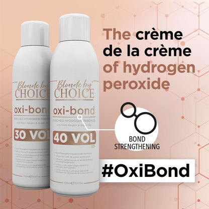 Blonde By Choice Oxi-bond 40 Vol Developer Enriched 12% Hydrogen Peroxide with Keratin, Argan Oil &amp; Amino Acids. Mix Hair Bleach Powder And Peroxide to Improve Hair Colouring or Bleaching 1000ml