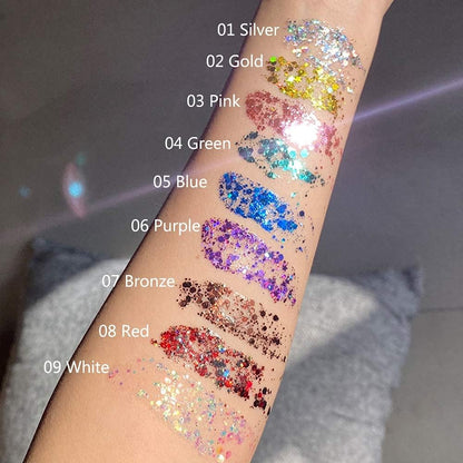 Chunky Face Body Glitter Gel Festival Mermaid Hair Sequins Cosmetics Sparkling Nails Glitter Makeup Long Lasting 30g (06# Purple)