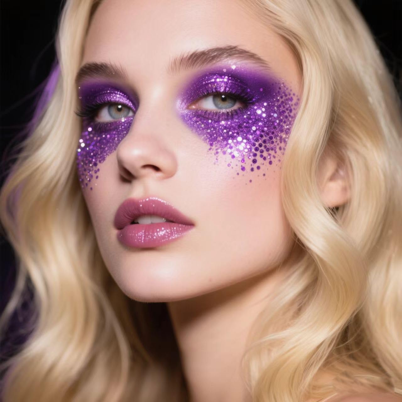 Chunky Face Body Glitter Gel Festival Mermaid Hair Sequins Cosmetics Sparkling Nails Glitter Makeup Long Lasting 30g (06# Purple)