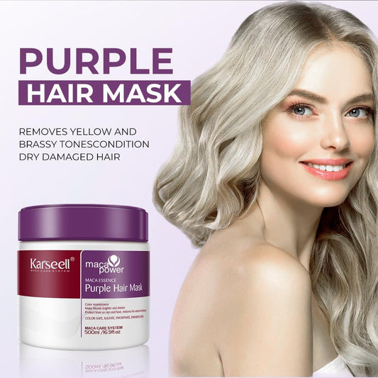 Karseell Purple Hair Mask &amp; Purple Shampoo, Neutralizes Brass &amp; Yellow Tones for Blonde, Gray, Silver Hair, 2 x 500ml