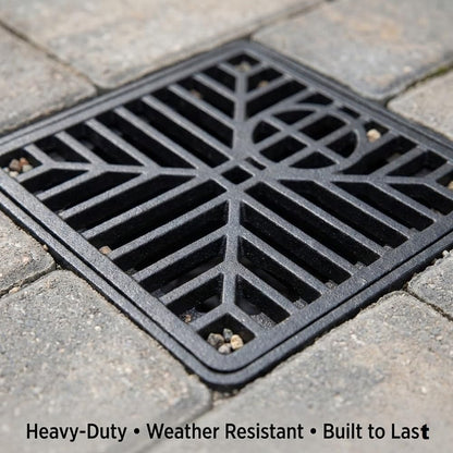 Square Outdoor Drain Cover 150mm x 150mm (6 x 6 in) Heavy Duty Drain Grate Cover for Gardens Patios Driveways Prevents Leaves and Debris Blocking Drainage Durable Weather Resistant for Outdoor Use