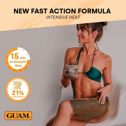 GUAM FIR Anti Cellulite Seaweed Hot Body Mud - 500g Warm Cellulite Remover for Flat Tummy &amp; Waist - Belly Tightening Skin Firming Cream - 15Min Fast Formula to Boost Skin Microcirculation &amp; Elasticity