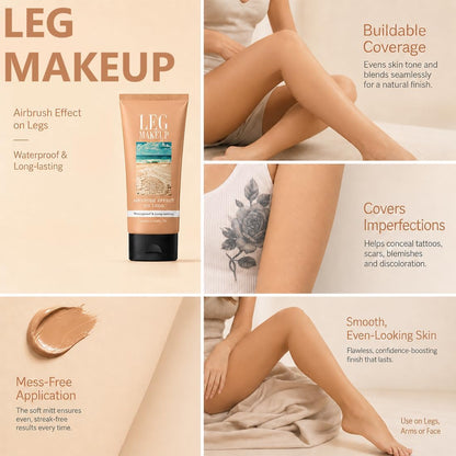 1Pcs Body Waterproof Leg Makeup Tattoo Cover Up Cream Full Coverage Foundation with 1 application glove for Daily Wear (Medium)