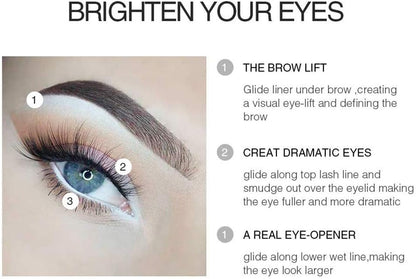 FREEORR 12 Packs Professional Highlighter Eye Liner Pen, White Eyeliner Pencil, Waterproof Long Lasting Eye Brighten