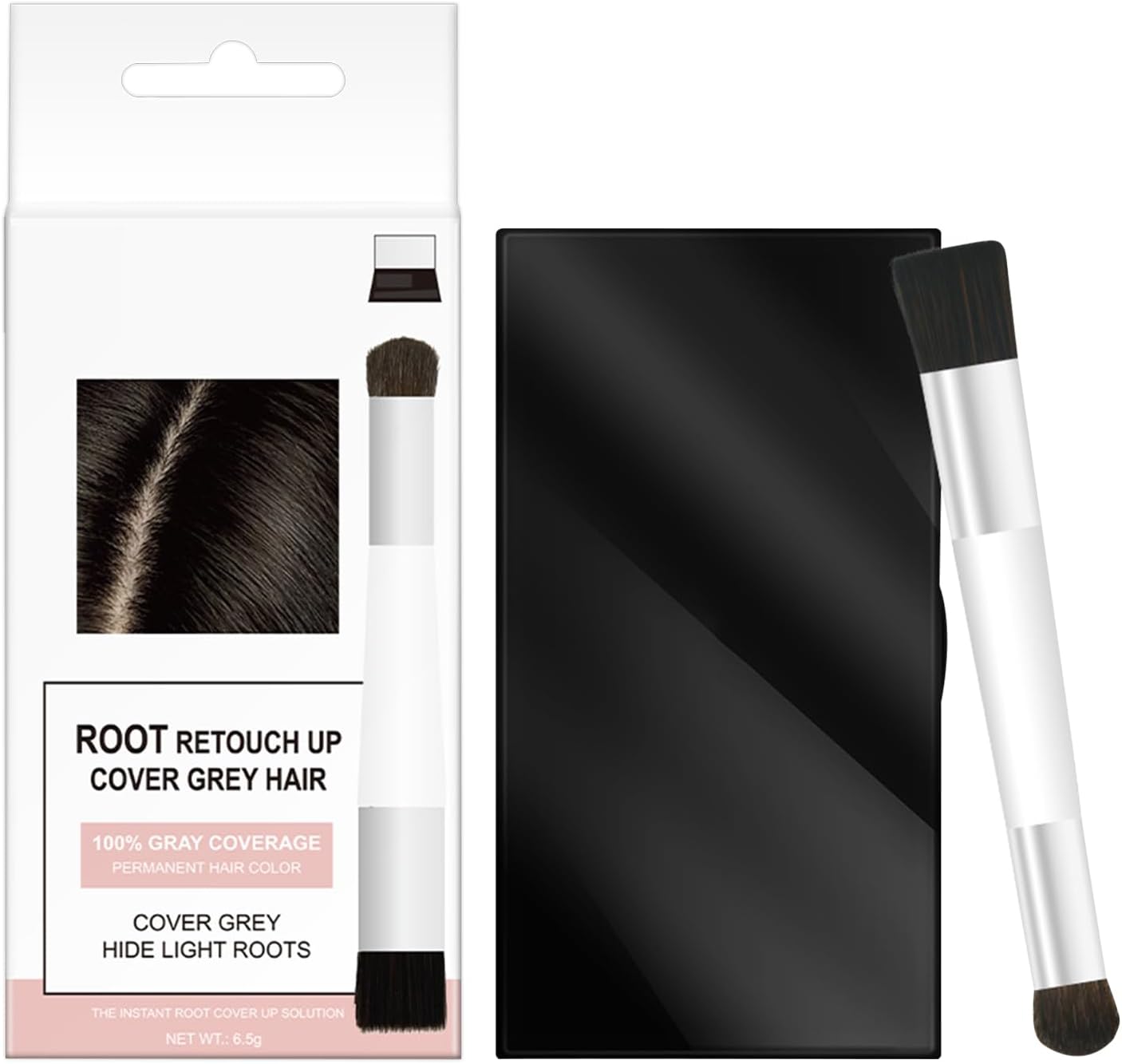 Hair Root Powder, 6.5 g Hair Colour Cover for Visible Hair Roots, Multifunctional Scalp Filling Against Light Areas &amp; Grey Coverage with Instant Volume Effect