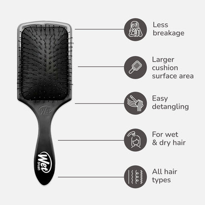 WetBrush Paddle Detangler with Intelliflex Bristles and Aquavents to Help Drying, Wider Surface Area Detangles in Less time, Wet Brush Detangles Hair with Ease, Suitable for All Hair Types, Black