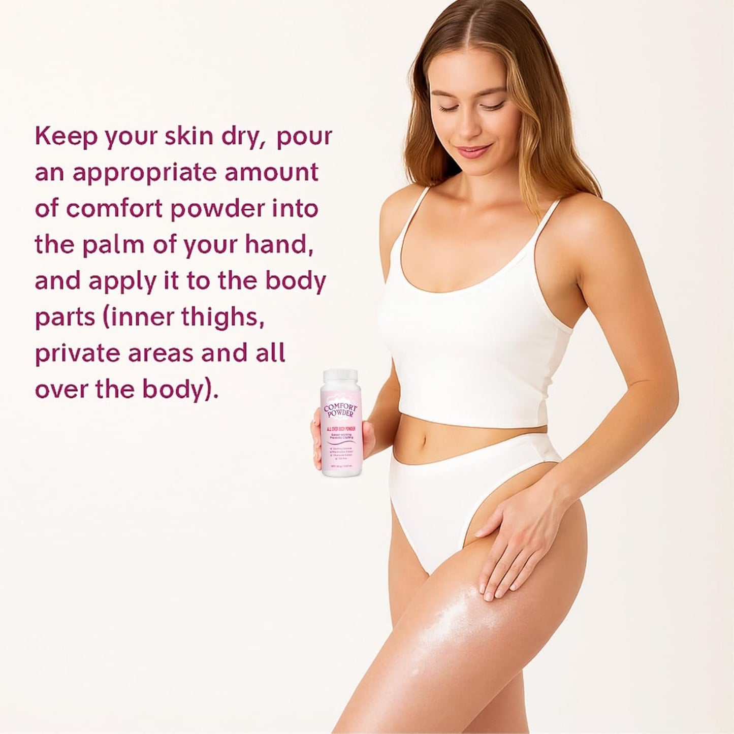 2PCS Dry &amp; Fresh Powder,Comfort Powder,Anti Chafing Deodorant,Talc-Free Body Powder for Women,Odor Removal,Fresh Scent,Talcum Po/wder,Groin and Underboobs,Controls Inner Thigh Chafing &amp; Sweat