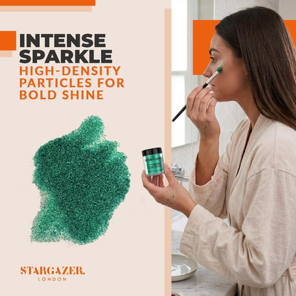 Stargazer Green Body Glitter Shaker - Fine Sparkle for Face, Body, Eyes, Hair &amp; Nails - Festival &amp; Party Makeup - Cruelty-Free