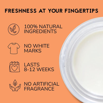 The Natural Deodorant Co, Active Deodorant Balm Orange + Bergamot 55g | Aluminium Free, Plastic Free, Natural Ingredients, Extra Strength Protection