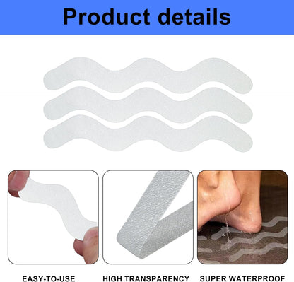 24 Pcs Non Slip Bath Stickers – Anti-Slip Shower Safety Treads for Bathtubs &amp; Bathrooms, Transparent Grip Strips, Kids &amp; Elderly Safe Slip Mat Alternative