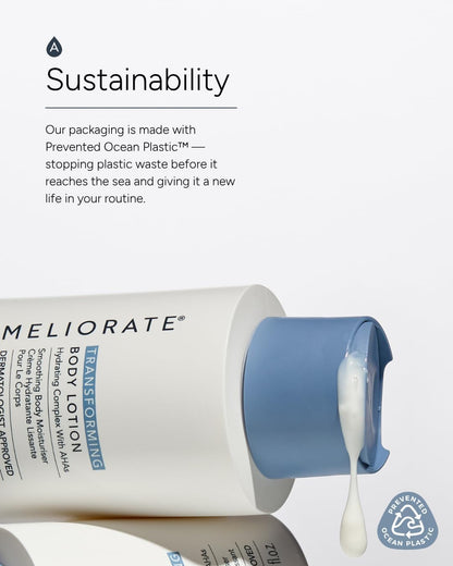 AMELIORATE Transforming Body Lotion Fragrance Free 300ml for Keratosis Pilaris (KP), Rough, Bumpy Skin &amp; Ingrown Hairs | Exfoliating Moisturiser with Lactic Acid (AHA) | Dermatologist Approved