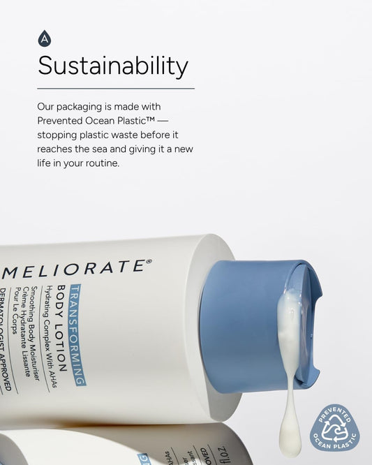 AMELIORATE Transforming Body Lotion Fragrance Free 300ml for Keratosis Pilaris (KP), Rough, Bumpy Skin &amp; Ingrown Hairs | Exfoliating Moisturiser with Lactic Acid (AHA) | Dermatologist Approved