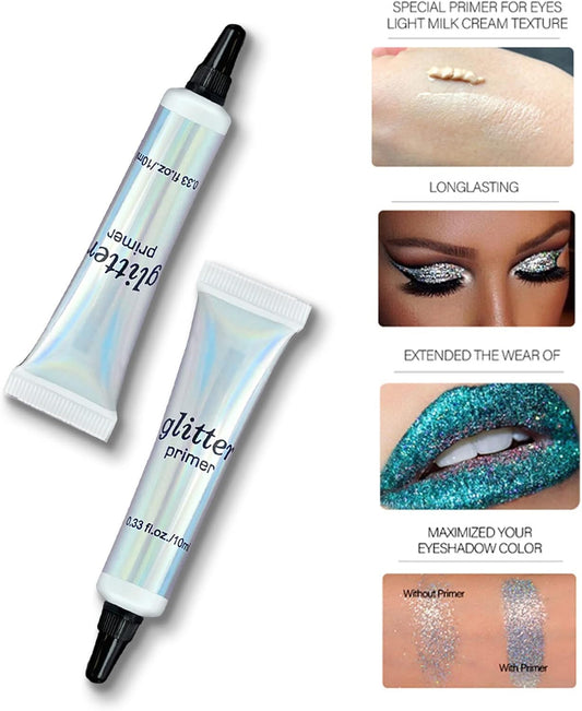 Glitter Eyeshadow Primer, Long Lasting &amp; Smudgeproof Eye Makeup Base Gel, Matte Eyeshadow Base for Oily Lids, Pack of 3