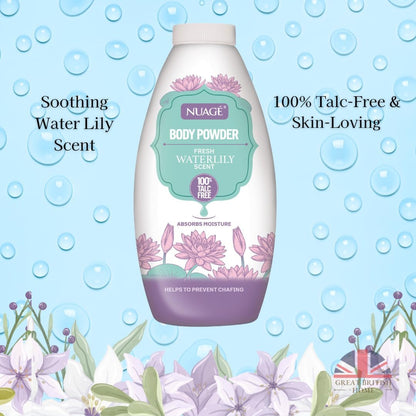 NEW Nuage Talc Free Body Powder 250g x 4 Pack – Fresh Lavender, Rose, Water Lily &amp; Cherry Blossom – Moisture-Absorbing Talc Free Powder for Women &amp; Men by GBH