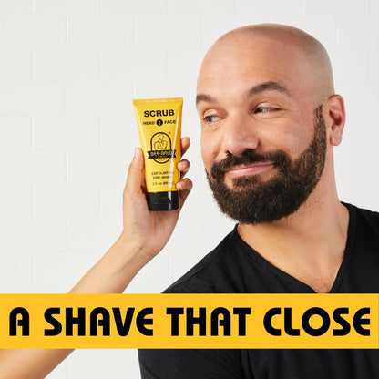 Bee Bald SCRUB Exfoliating Pre-Shave deep cleans and removes pore clogging dirt, oil and dry, flaky skin, preparing it for a ‘super close shave’ and leaving it ‘smoother than a baby's behind’