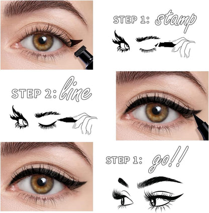KIMUSE Winged Eyeliner Stamp-2 Eyeliner Pens for Perfect Wing Cat Eye Stamp Eyeliner Waterproof Smudge Proof, Long Lasting Makeup Liquid Eye Liner (black)
