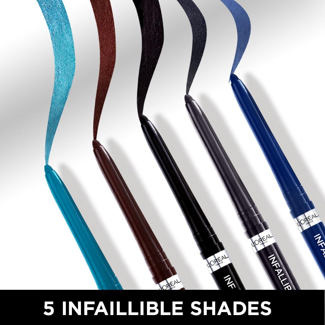 L'Oréal Paris Gel Eyeliner Pencil, Intense Black Eye Liner with Long-lasting Colour, up to 24H Wear, Infallible Grip Gel Automatic Eyeliner, Intense Black